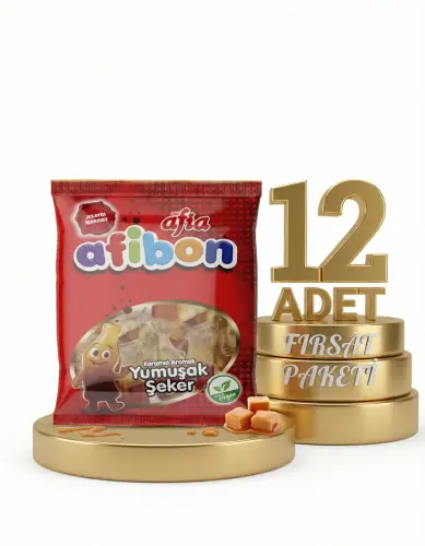 Afibon Karammeli Yumuşak Şeker 12 Li Avantaj Paketi - GİMDES Helal Sertifikalı