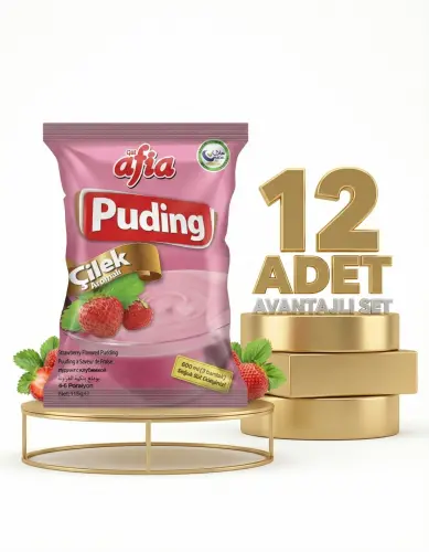 Afia Çilekli Puding  12 Li Avantaj Paketi - GİMDES Helal Sertifikalı