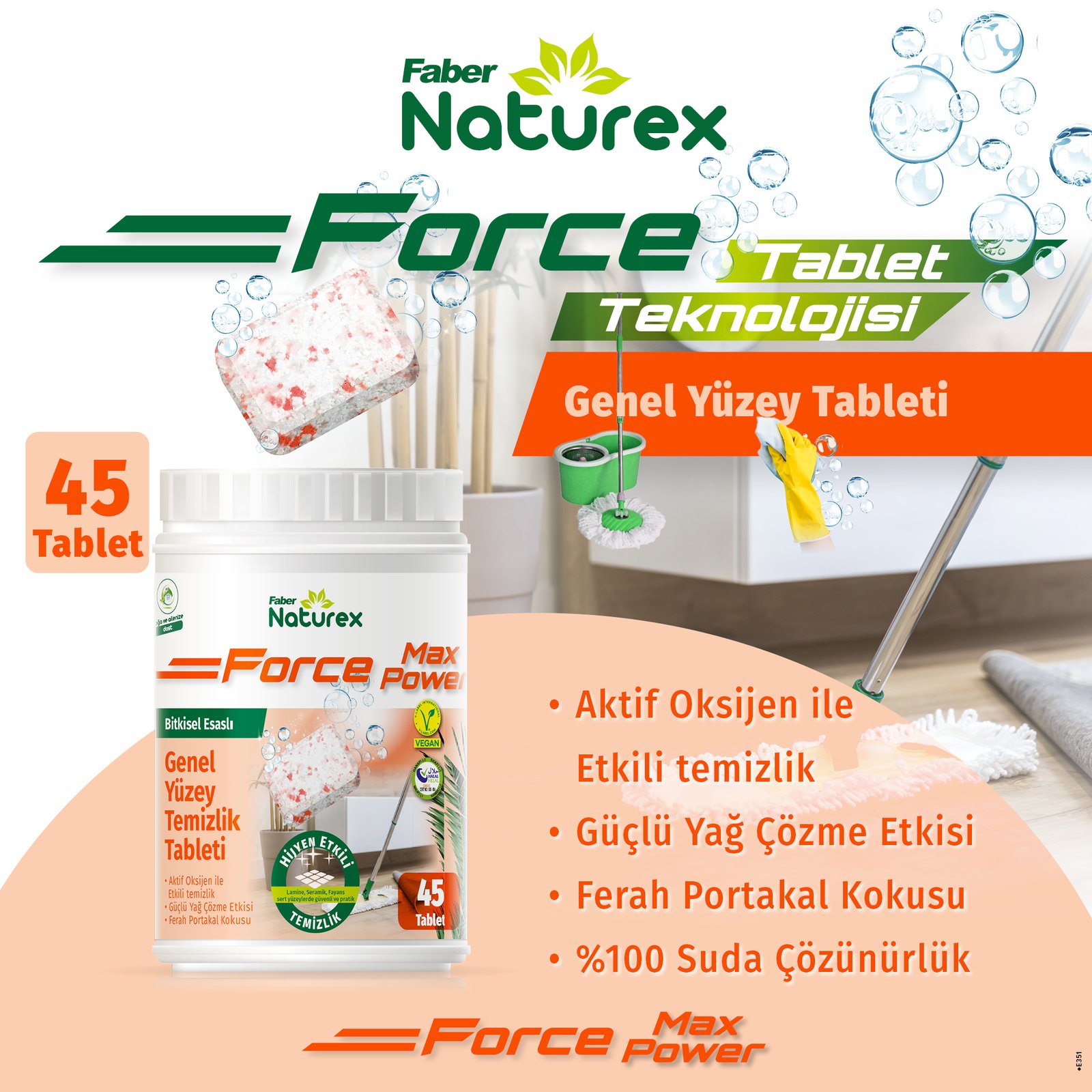 Naturex Yüzey Temizlik Tableti 45 Adet