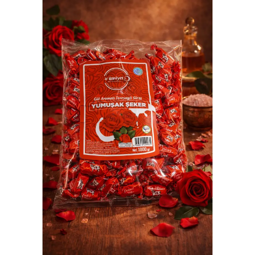 Ünsiyet Tereyağlı Güllü Yumuşak Şeker 1kg